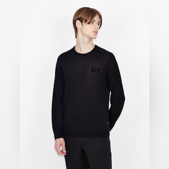 Armani Exchange CREW NECK WOOL SWEATER - Picture 5 of 9